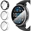 iVoler 3 Pezzi Cover con Vetro Temperato per Amazfit Active Max, Copertura Completa Pellicola Protettiva Custodia Antiurto, Sottile Anti-Graffio Rigida Bumper Case, 2 Trasparente + 1 Nero