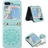 Szakdws Compatibile con Samsung Galaxy Z Flip 5 5G Custodia con catenina, Galaxy Z Flip 5 Custodia in pelle con cordino da appendere, rimovibile, in PU di alta qualità, motivo mandala, colore: blu