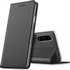 Verco case per Sony Xperia 5 III Cover, Custodia a Libro Pelle PU per Xperia 5 III Booklet Protettiva [magnetica integrata], Nero
