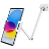 BEWISER Supporto da parete per tablet, supporto per iPad, girevole regolabile a 360°, in lega di alluminio, compatibile con tablet da 4,7 a 12,9 pollici, telefono, Kindle, Galaxy Tab, bianco