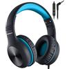 Nabevi Cuffie per Bambini con Filo e Microfono, 85/94dB Limite di Volume, Suono HD, Funzione di Condivisione, Cuffie Bambini Pieghevoli Regolabili per Scuola/Viaggio/PC/Phone, Nero Blu