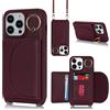 Cavor Cover Compatibile con iPhone 13 PRO Max/12 PRO Max con Cordino,Flip Portafoglio Custodia Pelle,[4 Porta Carte][Supporto][Magnetico],Custodia Cover con Laccio - Rosso Scuro