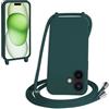 WenBaby Cover Compatible con iPhone 17,Cellulare Girocollo Custodia con Cordino TPU Corda Silicone Case Bumper per iPhone 17 Custodia, Verde scuro