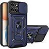 ESTH® Cover per Honor X6a con Custodia per Fotocamera Scorrevole e Supporto ad Anello [Custodia Paraurti Compatibile con Supporto Magnetico per Auto], Blu