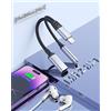 MTAKYI Adattatori per Cuffie e Ricarica per iPhone, [Certificato Apple Mfi] 2 in 1 Adattatore per iPhone a Doppia Porta Lightning Cavo Audio Splitter Compatibile con iPhone 14/14 Plus/13/13 Pro/12/11/SE/X/8