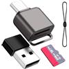 BORLTER CLAMP - Lettore di schede Micro SD, lettore di schede TF da USB C 3.0 a TF/Micro SD con adattatore da tipo C a tipo A, per MacBook, laptop, telefoni Android, colore: grigio