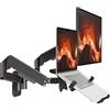 PUTORSEN Supporto a parete per monitor con vassoio per laptop, supporto da parete per doppio monitor 2 in 1