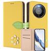 MOJIA Custodia a Portafoglio per Honor Magic8 Lite/Magic 8 Lite, Cover in Pelle PU Flip con Fiore e Chiusura Magnetica Foglia, Slot Carte, Funzione Stand.-Yellow