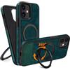 COODIO Cover in Pelle con Supporto Girevole di 360° per iPhone 11 6,1 Pollici, Custodia Magnetica Compatibile con MagSafe, Cover Sottile e Creativa, Verde Scuro