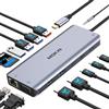 MOKiN Docking station USB C Dual Monitor, docking station USB C 14 in 1 a Dual HDMI e VGA, Ethernet RJ45, 100W PD, USB 3.1/3.0/2.0, SD/TF e audio, Hub USB C per MacBook HP Lenovo Dell
