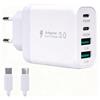 WZ Caricatore USB C 40W, Alimentatore USB C 4 Porte Con Cavo USB Type-C 1M, Caricatore Rapido USB C PD 20W + QC 3.0 Per iPhone 17 16 15 14 13 12 Pro Max, Samsung S25 S24 S23, iPad, Pixel