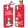 ZhuoFan [2 pezzi Natale Cover per iPhone 11 6,1, Custodia Protettiva Rosso Silicone Modello di Natale con Ultra Sottile TPU Antiurto Case per iPhone 11, Pupazzo di neve di Natale di Alce