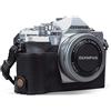 MegaGear MG1934 Ever Ready - Custodia per fotocamera in vera pelle, compatibile con Olympus OM-D E-M10 Mark IV, colore: Nero