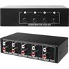 Behogan Aux Audio Switcher: 4 in 1 Out Audio Video Splitter, Stereo Audio Selector, Commutatore audio bidirezionale 3,5 Mm Aux + RCA L/R, Audio Switcher per cuffie telefono sistema audio