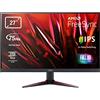 acer Monitor per PC da gioco Nitro VG270BmiiFX display IPS FHD, 75 Hz, 1 ms, 16:9, FreeSync, Lum 250 cd/m2, HDMI 1.4, VGA, ZeroFrame, Altoparlanti Integrati, Cavo VGA incluso, ‎Nero, 27 pollici