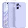 GONEZ Custodia magnetica per iPhone 17, cover in silicone lilla | Compatibile con MagSafe, pulsante fotocamera e pellicola protettiva, fodera in microfibra, 3 strati di gomma morbida gel