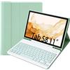 Vowor Tastiera Tablet Per Samsung Tab S8 11 2022/ Tab S7 11 2020 Custodia, Rimovibile Magnetica Pelle Cover con Tastiera Bluetooth Wireless Keyboard Per Galaxy Tab S8/S7 (SM-T870/X700) (Verde)