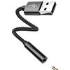 Kefiany Connettore USB a 3,5 mm cuffie jack adattatore auto DAC audio AUX cavo android telefono cellulare PC jack cuffie per cuffie iPad auricolare microfono cavo per Apple iPhone adattatore jack audio auto