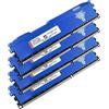 Yongxinsheng DDR3 32GB Kit (4x8GB) Desktop Ram 1866MHz PC3-14900 Dimm Non-ecc Unbuffered 1.5V 2Rx8 Dual Rank 240 Pin CL13 PC Computer Memory Udimm Componenti Memoria Upgrade Module Kit (Blu)