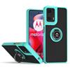 RankOne Custodia per Motorola Moto E14 / G04S / G04 / G24 / G24 Power (6.5 Inches), Staffa ad Anello Base di Aspirazione Magnetica Cover per Cellulare Trasparente Opaca - Cielo blu