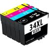 Supply Guy 4 XL cartucce compatibile con Epson 34XL / 34 XL per WF-3700 WF-3720dw WF-3720dwf WF-3720 WF-3725dwf