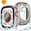 Kamita Cover impermeabile 2 in 1 Compatibile con Apple Watch Ultra2 49mm con Vetro Temperato Custodia rigida in PC, 360 Protezione completa dello schermo Pellicola Protettiva per iWatch Ultra(Titanio)