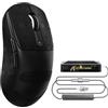 ATTACK SHARK V5 Mouse da Gioco Wireless 8KHz,53G SUPERLEGGERO,Sensore PixArt PAW3950MAX,MCU Nordic 52840,Mouse da Gioco BT/2.4G/Cablato con Cavo a Spirale,42KDPI,Rivestimento Ice-feel (Nero+Tape)