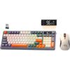 ZIYOU LANG×FREEWOLF T96 Set Tastiera Mouse e Gioco Wireless, BT/2.4GHz Dual-Mode, Display e Manopola Intelligenti, Retroilluminazione Arcobaleno, Tastiera QWERTY Ricaricabile e mouse PC - Luccichio