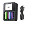 LIMETA R4EVO Carica Batterie Ricaricabili AA e AAA 18650 Ni-mh Li-ion Caricabatterie Rapido per pile Ricaricabili, Caricabatterie Intelligente con Display Funzioni di Scarica Analisi e Rigenerazione