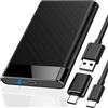 HAAMNING7 6 Gbps senza attrezzi USB 3.0 a SATA III HDD SSD Hard Drive Case Enclosure per 7 mm/9,5 mm, con cavo di prolunga USB a Type-C, adattatore USB a Type-C