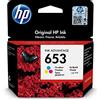 HP 653 Tri-Color Original Ink Advantage Cartridge cartuccia d'inchiostro 1 pezzo(i) Resa Standard Ciano, Magenta, Giallo