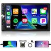 Motorsi 2 Din Autoradio Bluetooth con Carplay Android Auto, 7 Pollici Doppio Din Radio Auto con Schermo, Stereo Auto Supporto MirrorLink/FM/USB/AUX/EQ/SWC/7 Colori Retroilluminazione + Telecomando