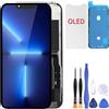ZOETEC Schermo di ricambio per iPhone 13 Pro (non LCD) da 6,1 Full HD Display COF Touch Screen Digitizer Frame Assembly con kit di strumenti di riparazione, adesivo impermeabile, vetro temperato