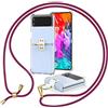 NALIA Cover Chiaro con Cordino compatibile con Samsung Galaxy Z Flip4 Custodia, Trasparente Copertura con Anello & Banda da Appendere al Collo, Dorso Rigido & Bordi Silicone, Colore:Rosso