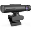 TOALLIN Webcam streaming 2K per PC, telecamera streaming PTZ con tracciamento AI, controllo gestuale, doppi microfoni con cancellazione del rumore integrati, webcam USB per conferenze, videochiamate