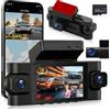 NHOPEEW Dash Cam 4 obiettivi 2K con controllo WiFi tramite app e GPS, dash cam con registrazione a 360° con visione notturna, sensore G, registrazione in loop + scheda TF da 64 GB