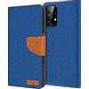Verco Samsung A72 Custodia per Cellulare, Caso Tessuto per Samsung Galaxy A72 Cover Tessilo Portafoglio Case, Blu