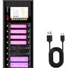 ISDT Caricabatterie rapido N8 8-Bay AA AAA con analizzatore di scarica LCD per batterie ricaricabili Nimh Nizn Nicd, Tester caricabatterie Smart Mini Z, USB-C Cargador de Batería