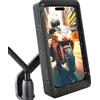 Sovica Porta cellulare scooter impermeabile Custodia compatibile con smartphone fino a 7,5 con finestrino posteriore fissaggio infrangibile e sicuro allo specchietto retrovisore