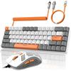 YINDIAO T8 Combo Tastiera e Mouse da Gioco RGB al 60% + Cavo USB C a Spirale,Tastiera Meccanica Cablata,Layout Compatto TKL a 68 Tasti,Mouse a Nido d'ape,Fino a 6400 DPI,per PC MAC PS5 -Grigio Chiaro