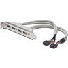 DIGITUS Staffa Slot USB 2.0 - 0,25 m - 2x IDC (10 pin) a 4x USB-A - 480 Mbps - per comuni case per computer - Beige