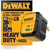 DEWALT Caricatore da Parete Heavy Duty 49,5W con Doppia Porta USB-A e USB-C (Cavo Non Incluso), Alimentatore Compatto Pieghevole a Ricarica Rapida per iPhone 17/16/15/14, Galaxy, Pixel, iPad