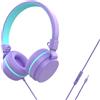 LiberIntone Cuffie per bambini, cuffie con cavo on-ear per scuola, volume sicuro limitato 85/94 dB, microfono HD, suono stereo per ragazze e ragazzi, cuffie pieghevoli per viaggi, computer, aereo, tablet Kindle