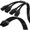 LINKUP - Cavo di Alimentazione ad Alta Corrente PCIE 5.0 16Pin (12+4) AVA 600W | 16AWG, Tipo Stampato, Saldato & Rivestito |Per PSU PCIE 4.0 4x8Pin |Compatibile con RTX50 & RTX40 & RTX30 FE |45cm Nero