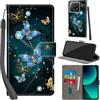PHINIENLAND Cover per Xiaomi 13T / 13T Pro Case PU Pelle Custodia [Kickstand] [Chiusura magnetica] [Slot per Schede], Portafoglio Flip Custodia per Redmi K60 Ultra,Farfalla