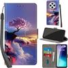 PHINIENLAND Cover per Xiaomi Redmi 14C / 14R / A3 Pro custodia portafoglio Alberi | 3 scomparti carte, 1 tasca banconote, Chiusura magnetica, Supporto, Pelle PU flip cover per Xiaomi Poco M7 / C75