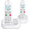 ALCATEL XL685 Voice Duo - Telefono Fisso Senza Fili DECT Senior Formato XL Con Risponditore - Schermo ad Alta Lisibilità - Grandi Tasti - Audio Boost - Mani Libero - Blocco Chiamate - 2 Combinate