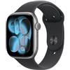 Apple Orologio Serie 11 GPS + Cellular 42mm Smartwatch con Cassa in Alluminio Grigio Spazio con Cinturino Sportivo Nero S/M. Punteggio del sonno, Fitness Tracker, Monitoraggio della salute, Display