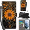 PHINIENLAND Cover per Samsung Galaxy S21 FE PU Pelle Custodia Flip Crisantemo