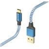 Hama Cavo di ricarica in nylon riflettente da USB A a USB-C, 1,5 m, blu